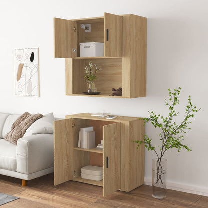 Hoge Kast Bewerkt Hout Sonoma Eikenkleurig