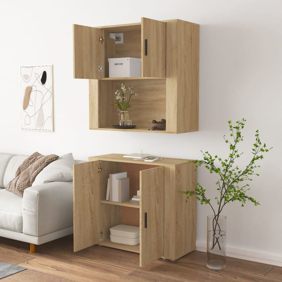 Hoge Kast Bewerkt Hout Sonoma Eikenkleurig