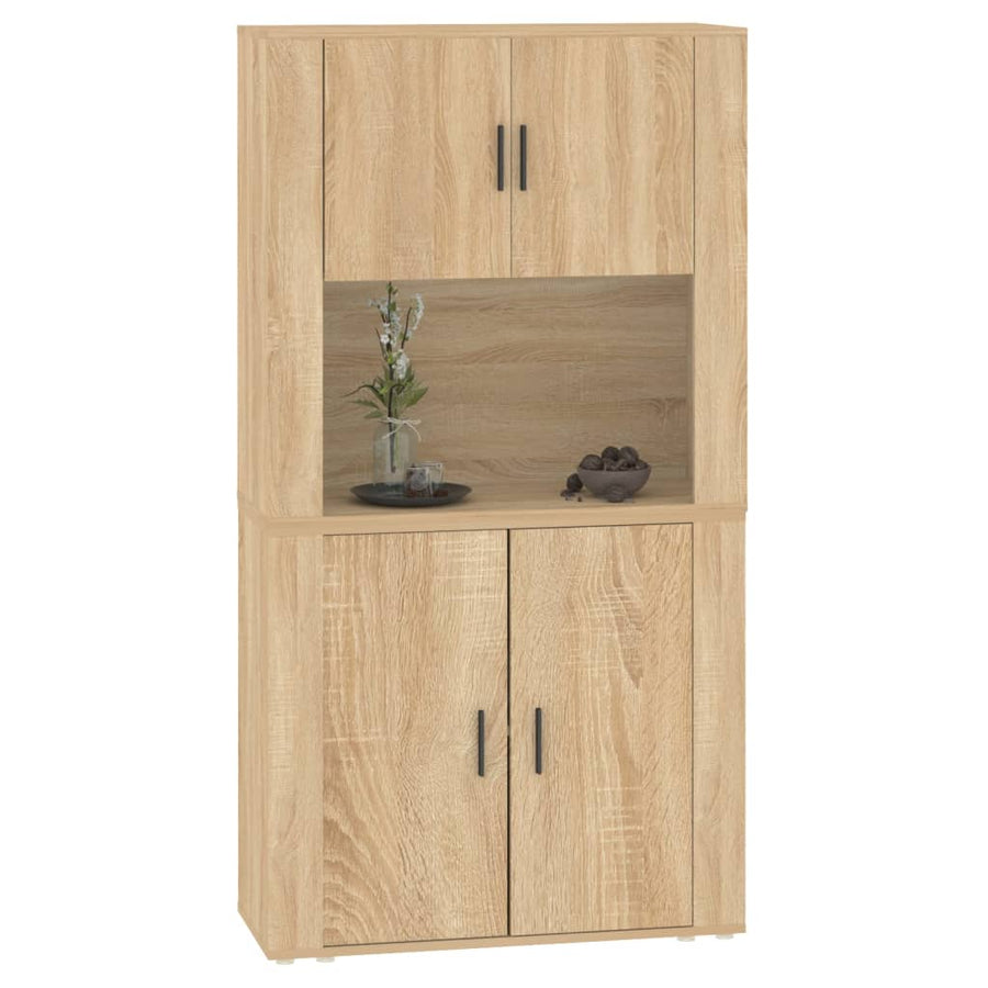 Hoge Kast Bewerkt Hout Sonoma Eikenkleurig