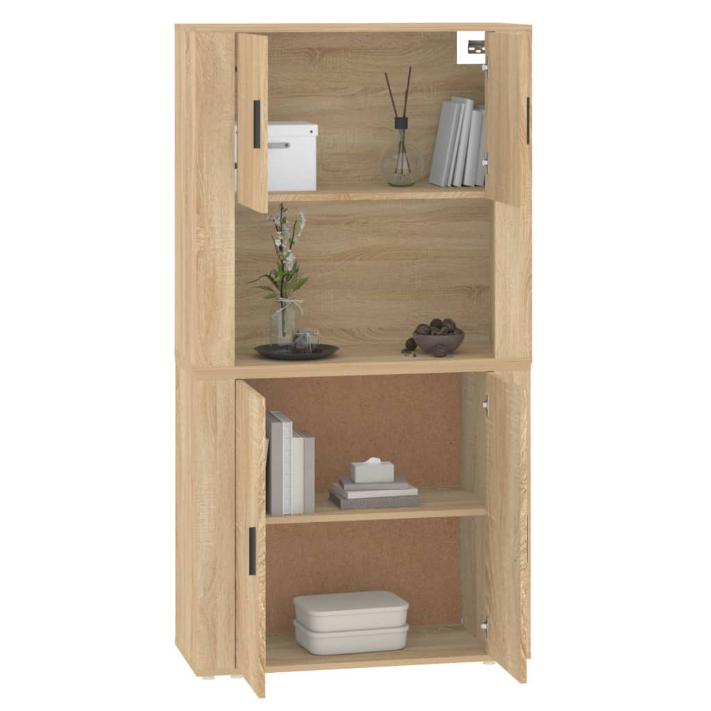 Hoge Kast Bewerkt Hout Sonoma Eikenkleurig