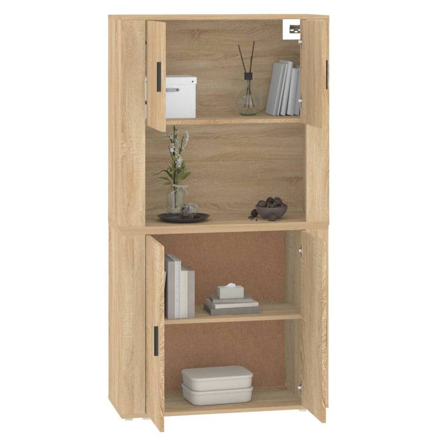 Hoge Kast Bewerkt Hout Sonoma Eikenkleurig
