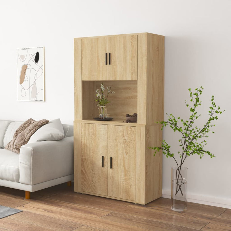 Hoge Kast Bewerkt Hout Sonoma Eikenkleurig