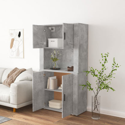 Hoge Kast Bewerkt Hout Betongrijs