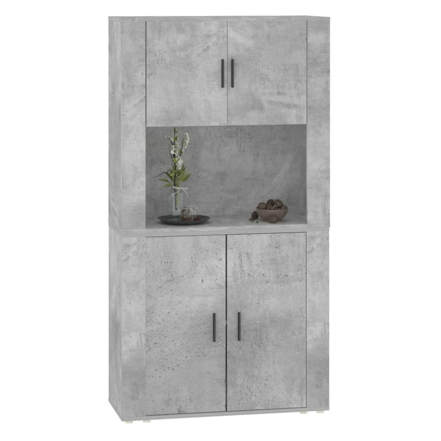 Hoge Kast Bewerkt Hout Betongrijs