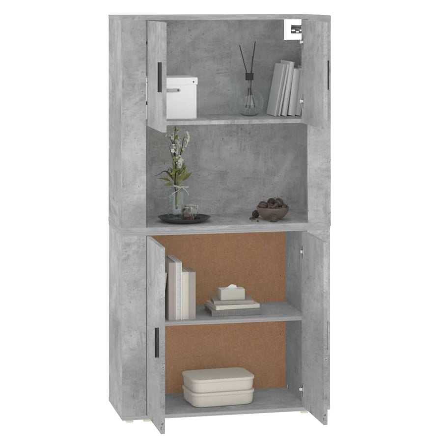 Hoge Kast Bewerkt Hout Betongrijs