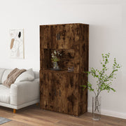 Hoge kast 80x33x150 cm bewerkt hout gerookt eiken