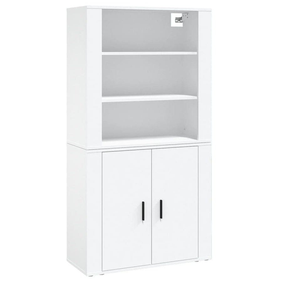 Hoge Kast Bewerkt Hout Wit