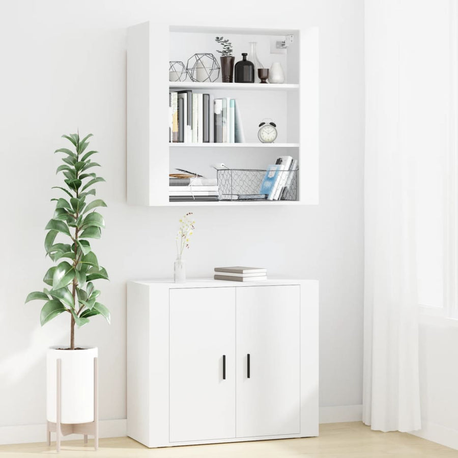 Hoge Kast Bewerkt Hout Wit