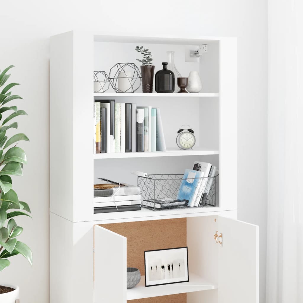 Hoge Kast Bewerkt Hout Wit