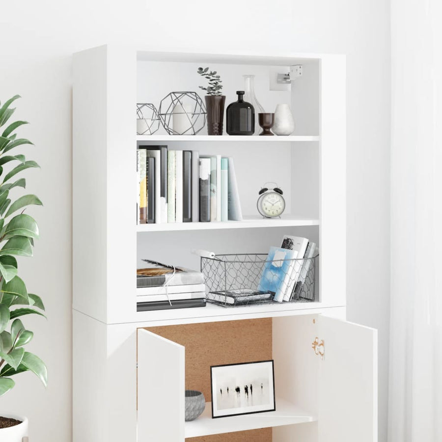 Hoge Kast Bewerkt Hout Wit