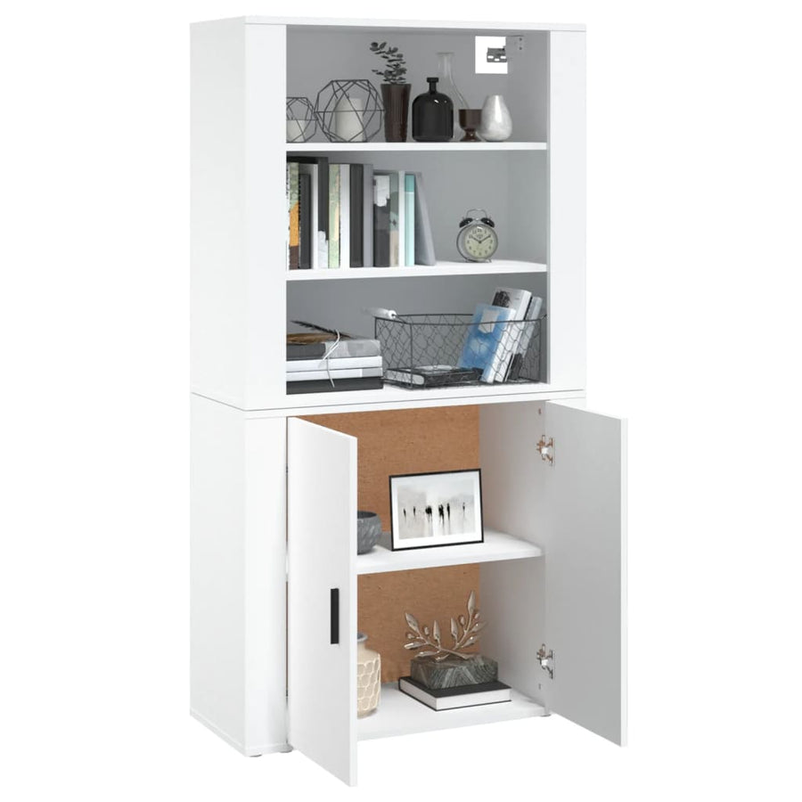 Hoge Kast Bewerkt Hout Wit