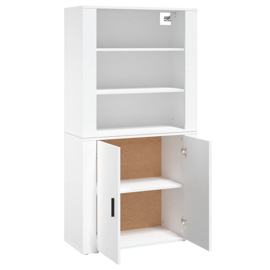 Hoge Kast Bewerkt Hout Wit