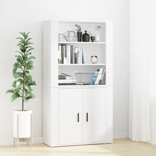 Hoge Kast Bewerkt Hout Wit