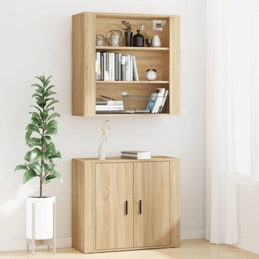 Hoge Kast Bewerkt Hout Sonoma Eikenkleurig