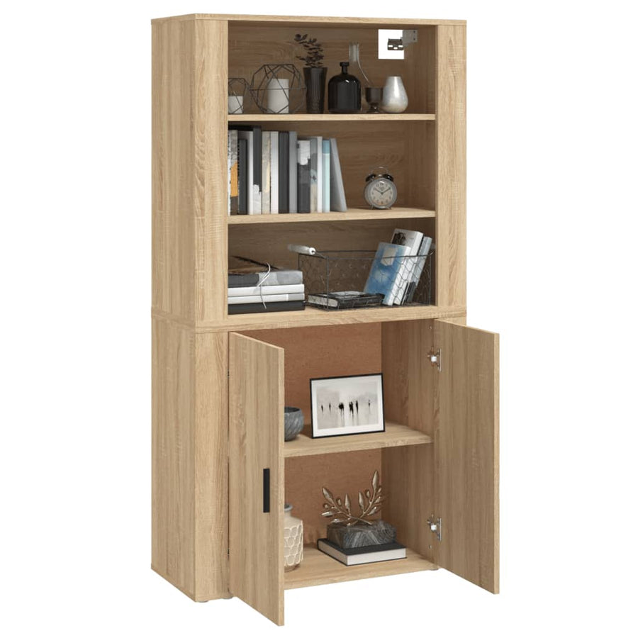 Hoge Kast Bewerkt Hout Sonoma Eikenkleurig
