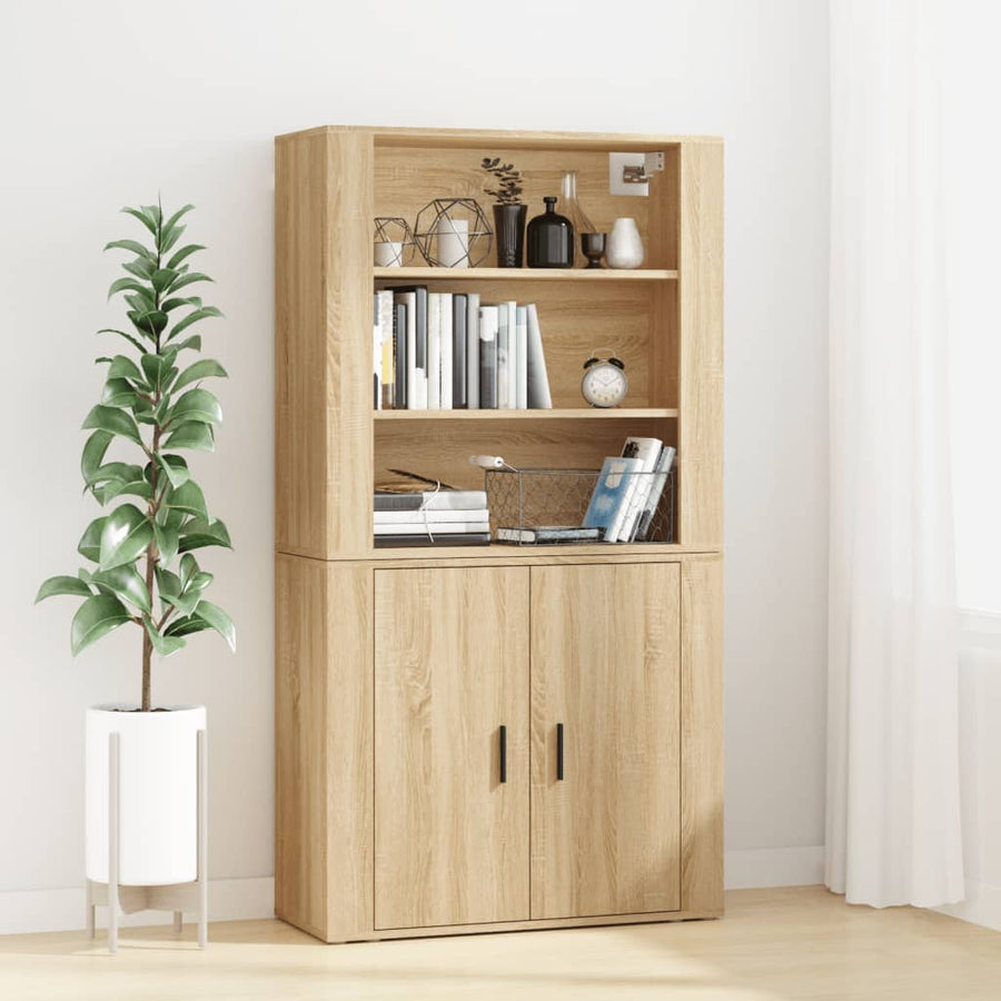Hoge Kast Bewerkt Hout Sonoma Eikenkleurig