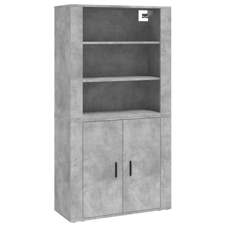 Hoge Kast Bewerkt Hout Betongrijs