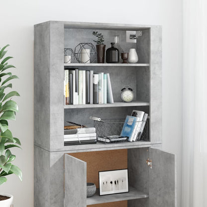 Hoge Kast Bewerkt Hout Betongrijs