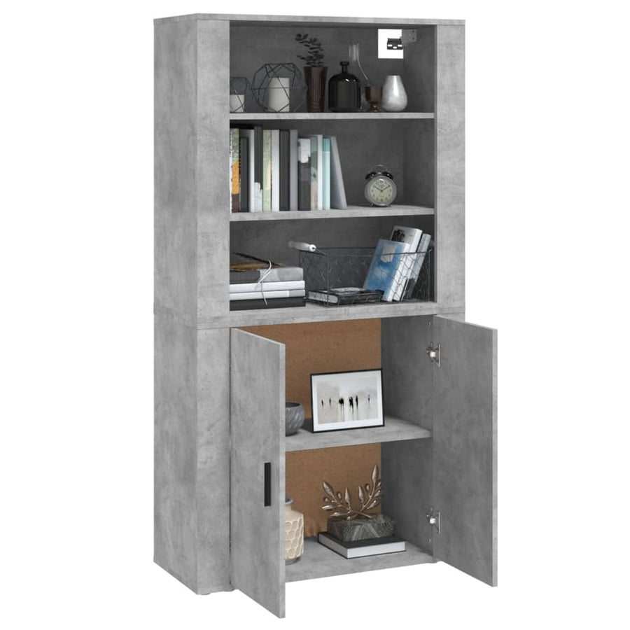 Hoge Kast Bewerkt Hout Betongrijs