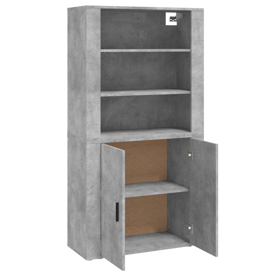 Hoge Kast Bewerkt Hout Betongrijs