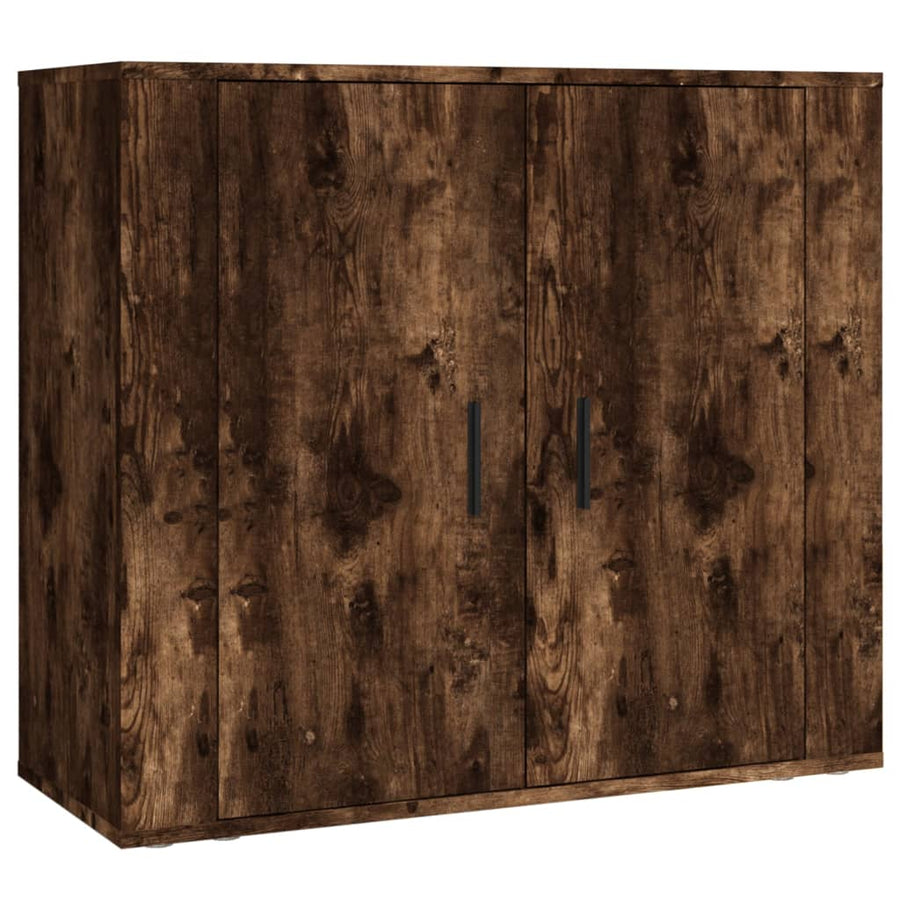 Hoge Kast Bewerkt Hout Gerookt Eikenkleurig