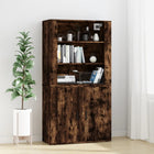 Hoge kast 80x33x80 cm bewerkt hout gerookt eiken