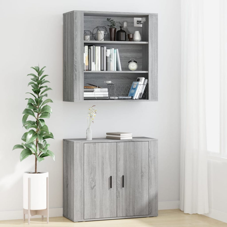 Hoge Kast Bewerkt Hout Grijs Sonoma Eikenkleurig 1