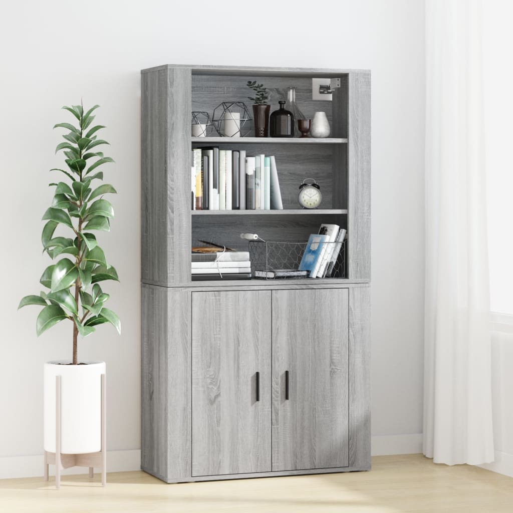 Hoge Kast Bewerkt Hout Grijs Sonoma Eikenkleurig 1