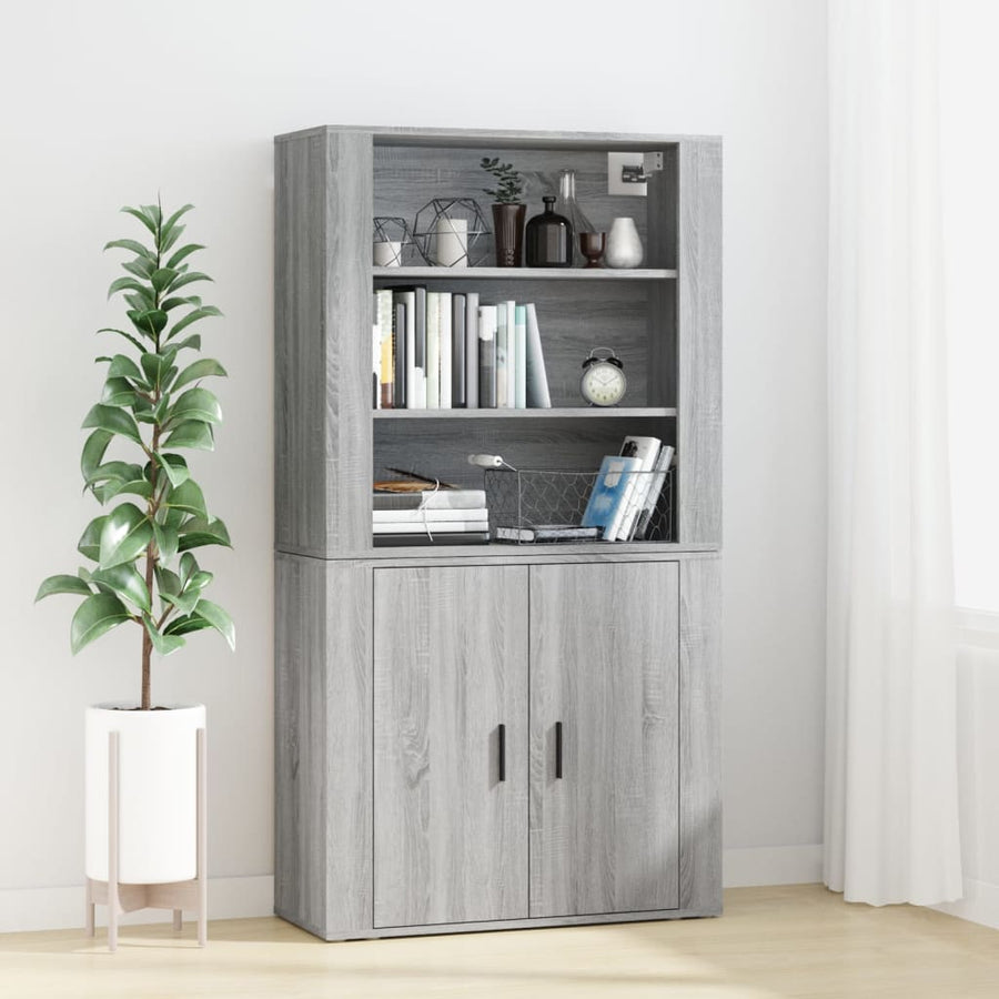 Hoge Kast Bewerkt Hout Grijs Sonoma Eikenkleurig 1