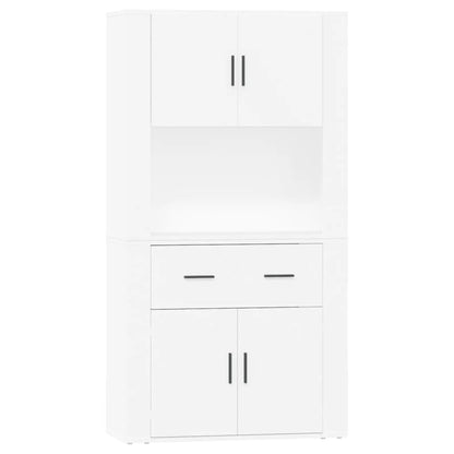 Hoge Kast Bewerkt Hout Wit