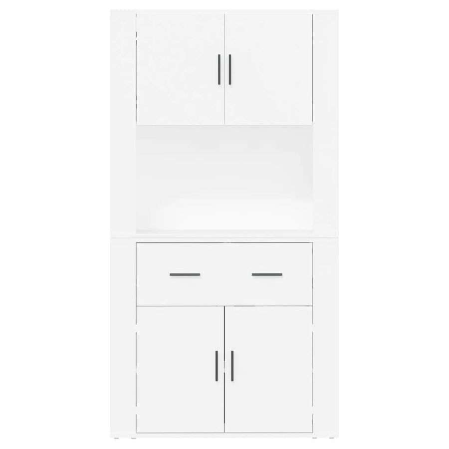 Hoge Kast Bewerkt Hout Wit