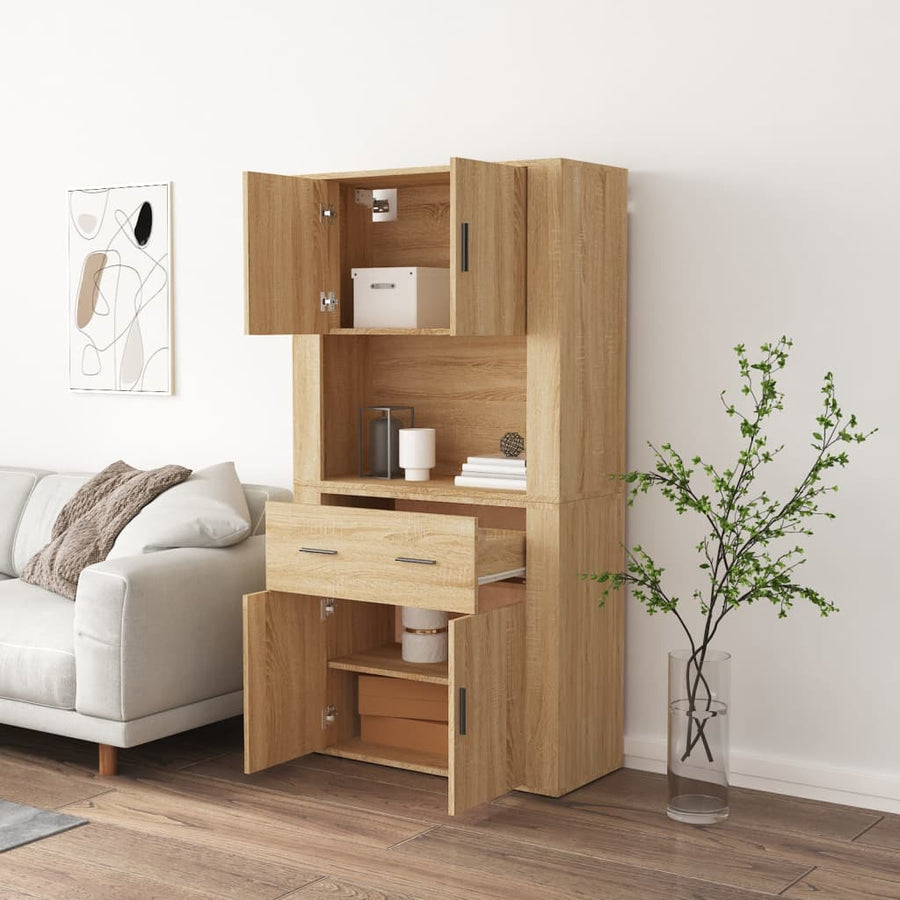 Hoge Kast Bewerkt Hout Sonoma Eikenkleurig