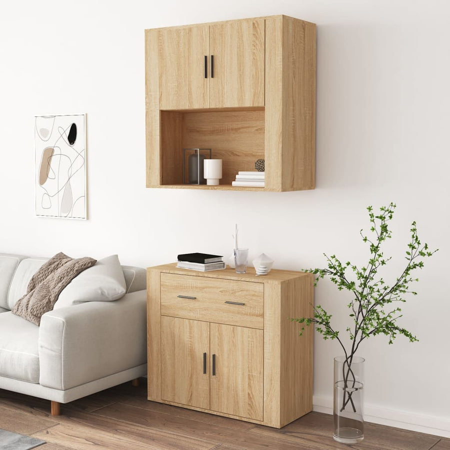 Hoge Kast Bewerkt Hout Sonoma Eikenkleurig
