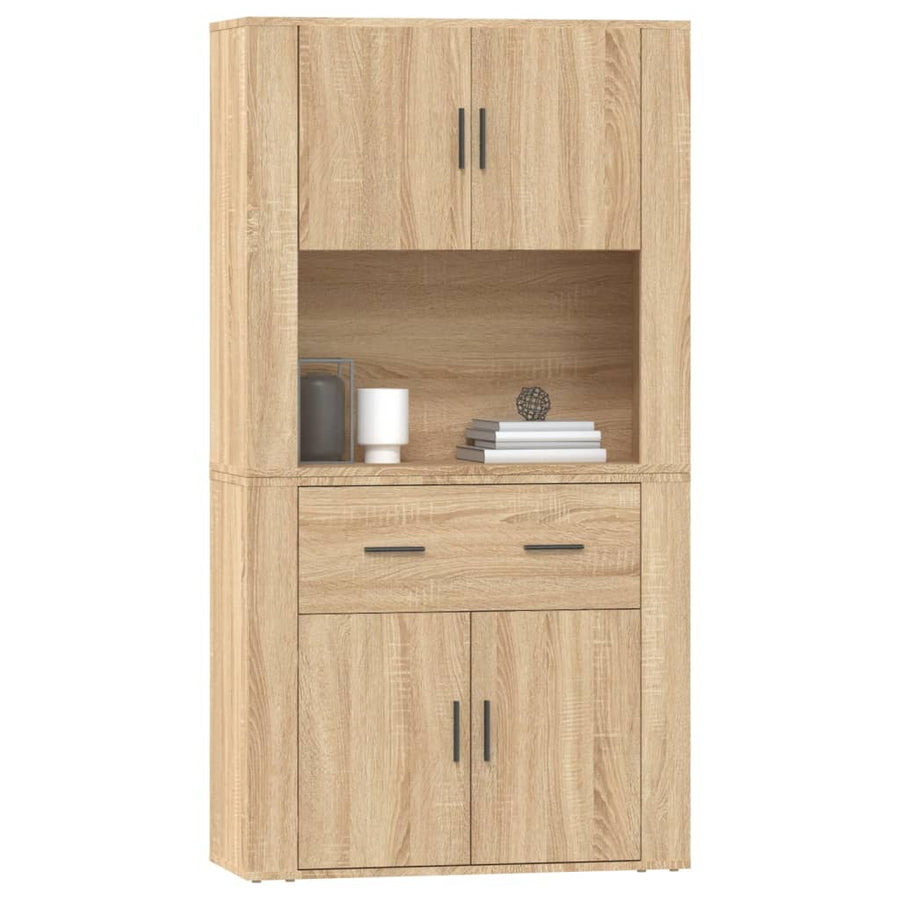 Hoge Kast Bewerkt Hout Sonoma Eikenkleurig