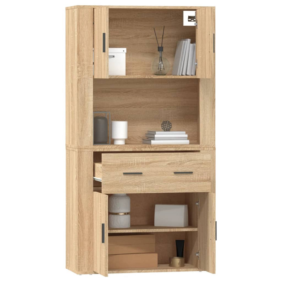 Hoge Kast Bewerkt Hout Sonoma Eikenkleurig