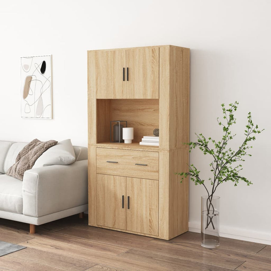 Hoge Kast Bewerkt Hout Sonoma Eikenkleurig