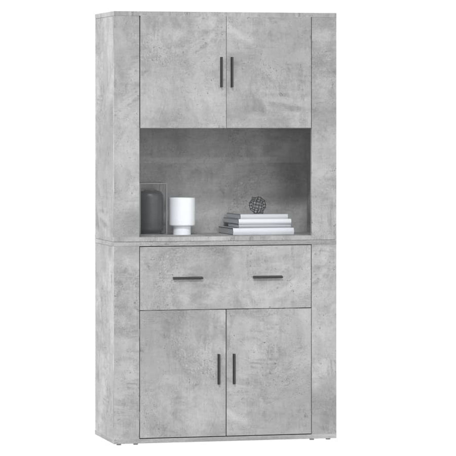 Hoge Kast Bewerkt Hout Betongrijs
