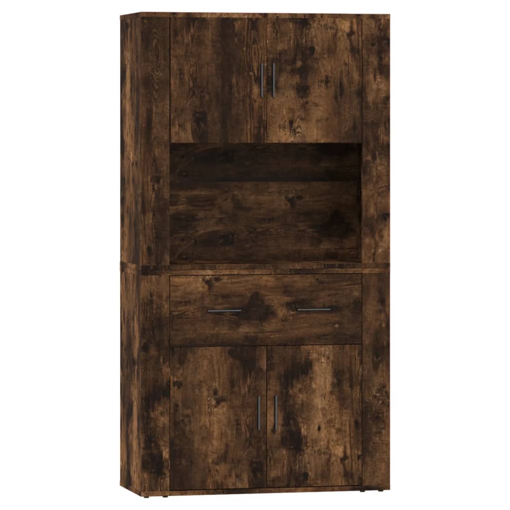 Hoge kast bewerkt hout gerookt eikenkleurig