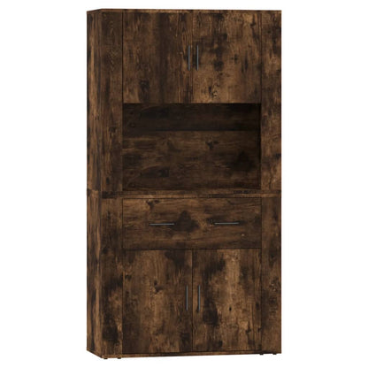 Hoge kast bewerkt hout gerookt eikenkleurig
