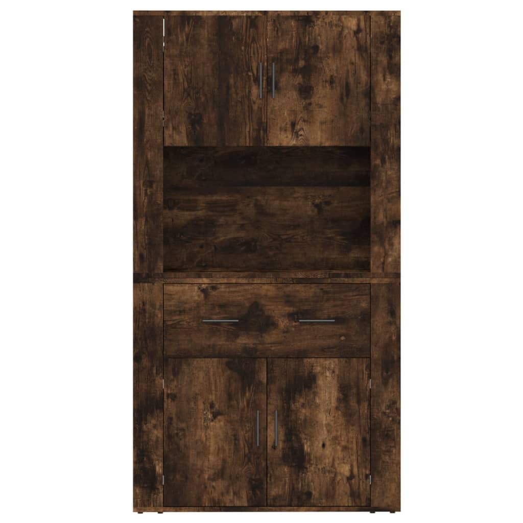 Hoge kast bewerkt hout gerookt eikenkleurig