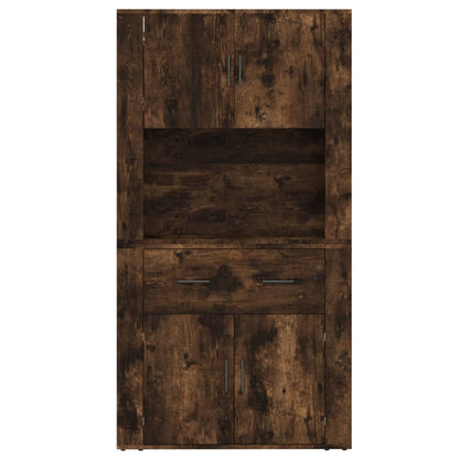 Hoge kast bewerkt hout gerookt eikenkleurig