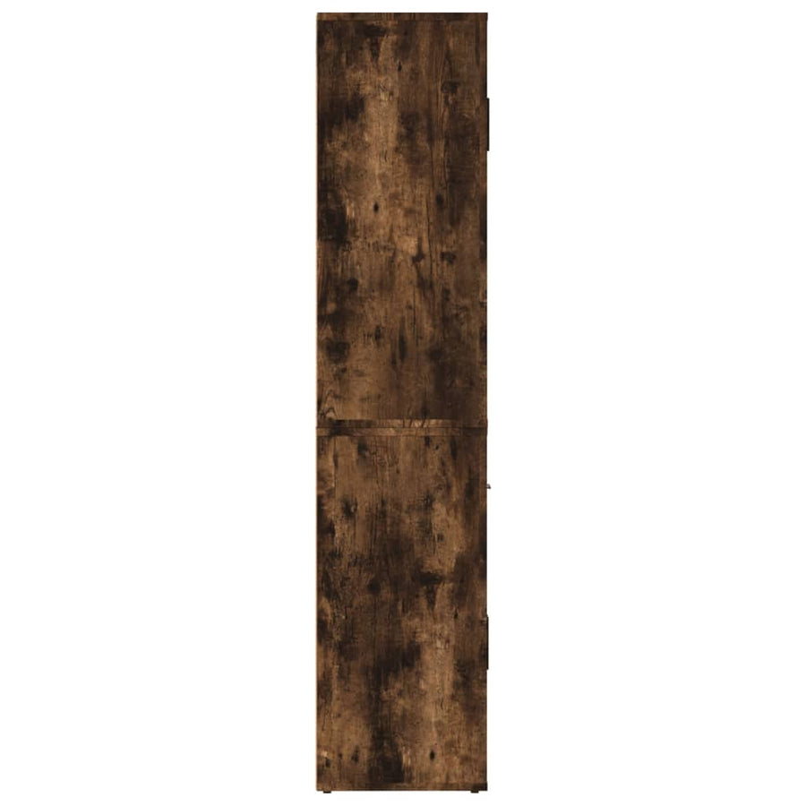 Hoge kast bewerkt hout gerookt eikenkleurig