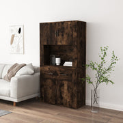 Hoge kast bewerkt hout gerookt eiken