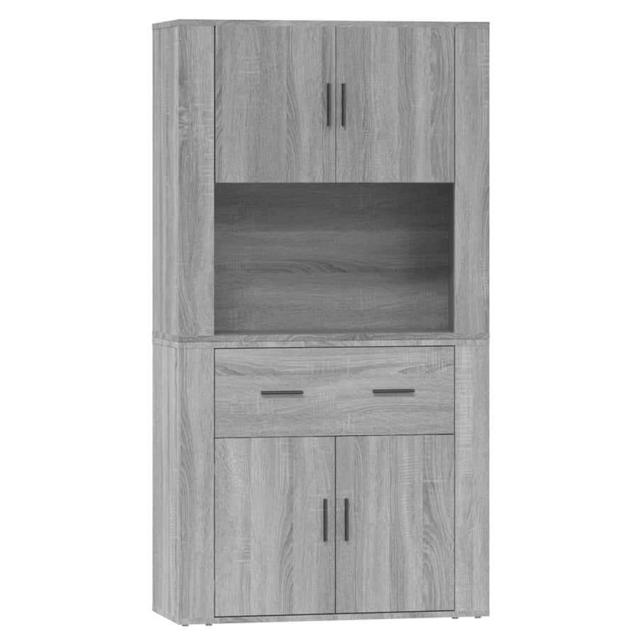 Hoge kast bewerkt hout grijs sonoma eikenkleurig