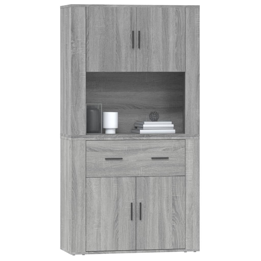 Hoge kast bewerkt hout grijs sonoma eikenkleurig