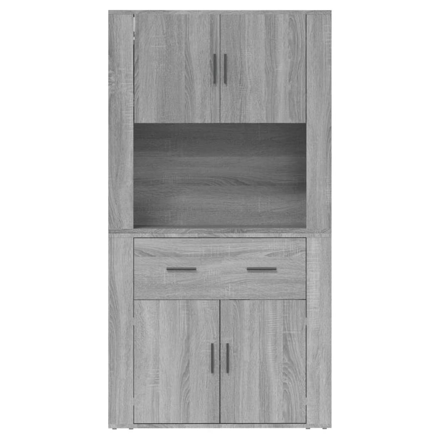 Hoge kast bewerkt hout grijs sonoma eikenkleurig