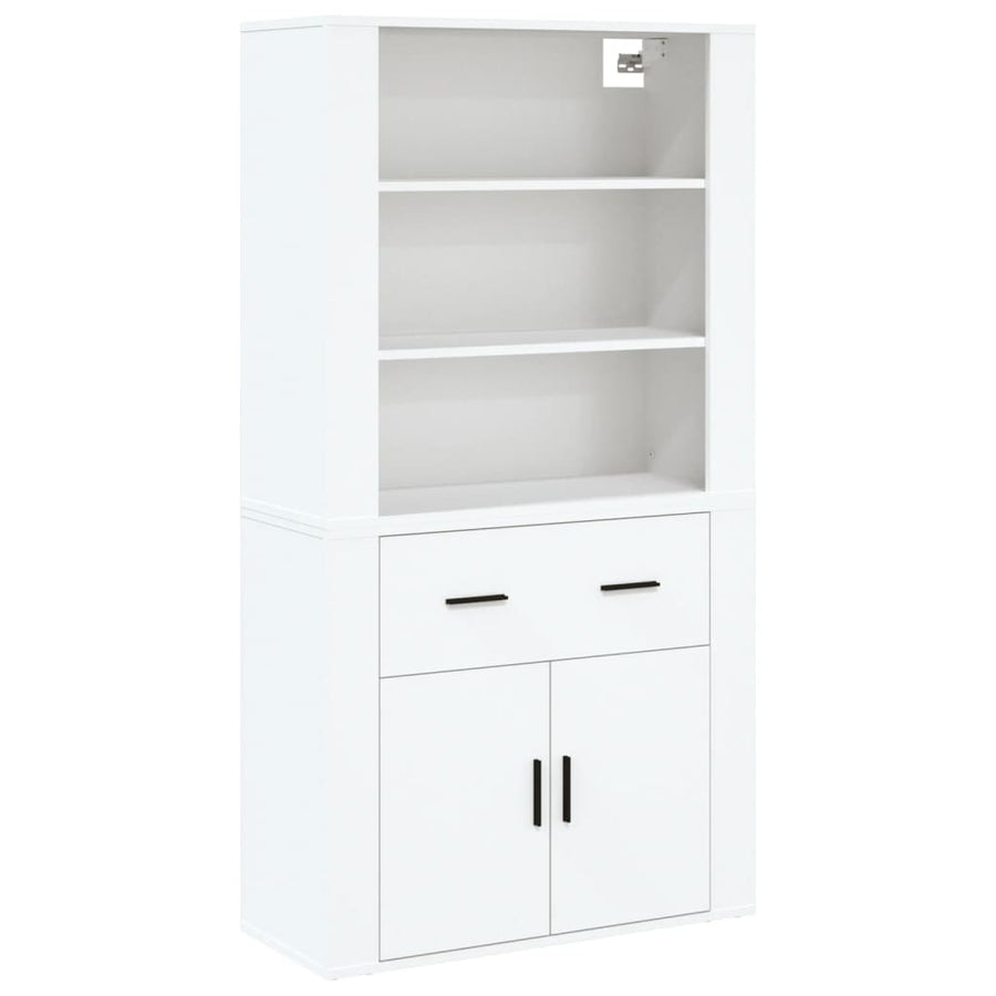 Hoge Kast Bewerkt Hout Wit