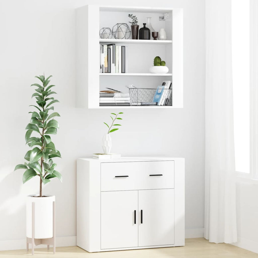 Hoge Kast Bewerkt Hout Wit
