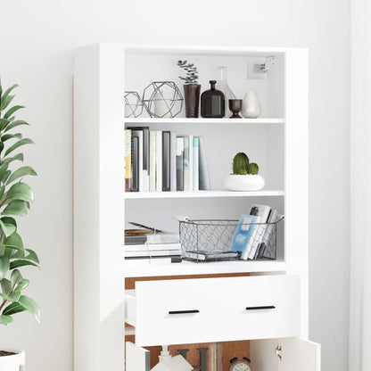 Hoge Kast Bewerkt Hout Wit