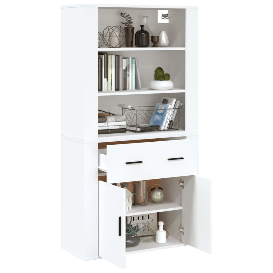 Hoge Kast Bewerkt Hout Wit